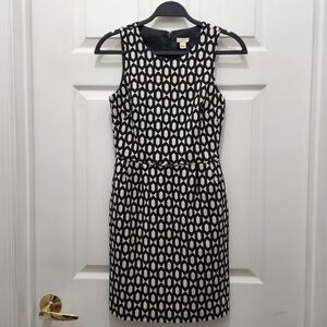 J. Crew Sleeveless Black and White Patterned Dress